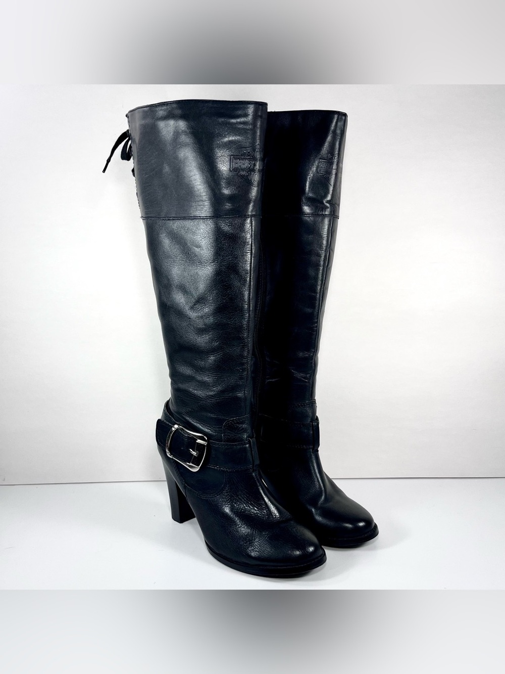 Harley Davidson Women’s Knee High “SAMI” Dress Boots Black Leather Size 7